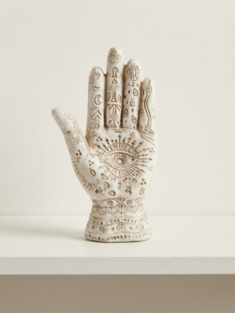 NEW White Resin Hamsa Hand Sculpture  (0345)